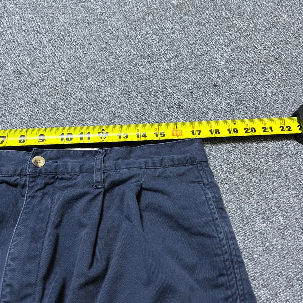 Vintage Eddie Bauer Chino Pants 36x36 Navy Blue Flannel Lined Pleated 90s Tall - Picture 7 of 7